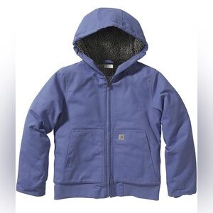 Carhartt Marlin Purple Canvas Sherpa Lined Insulated Hooded Jacket Girls Large